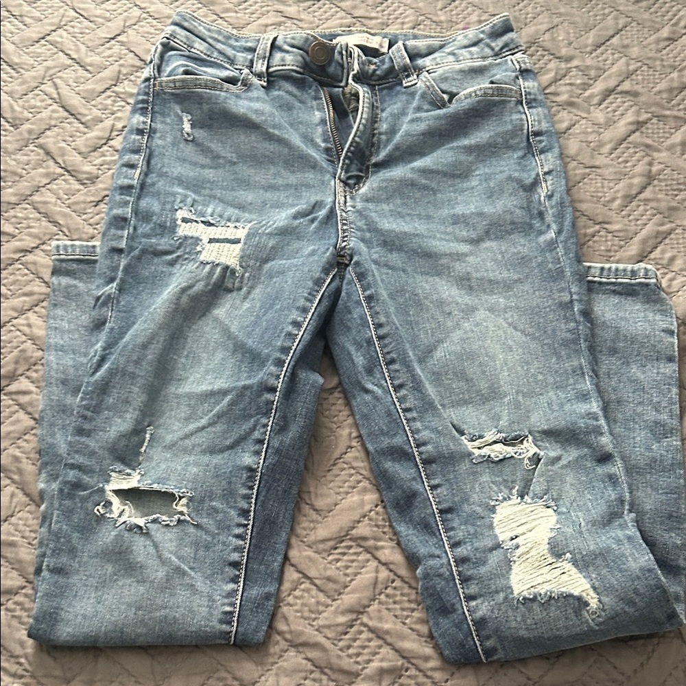 Distressed Blue Jeans
